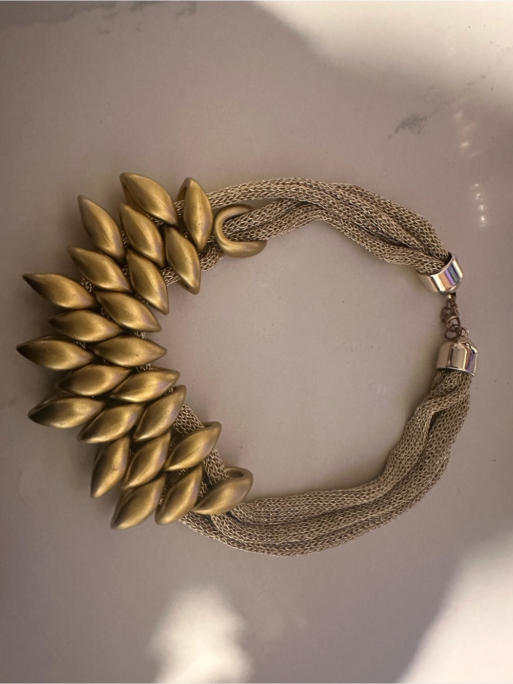 Matte Gold Statement Petal Cluster Necklace